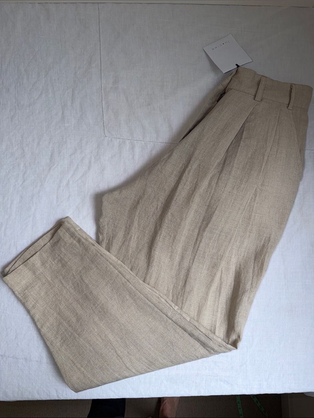 NWT Luciee Tapered Suiting Linen Trouser XS Natural Brown - Picture 2 of 12